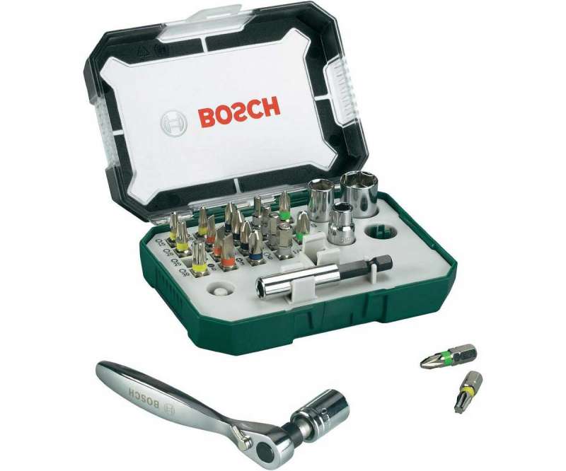 Set 26pz. di bit di avvitamento con chiave a cricchetto Bosch Rainbow Evo