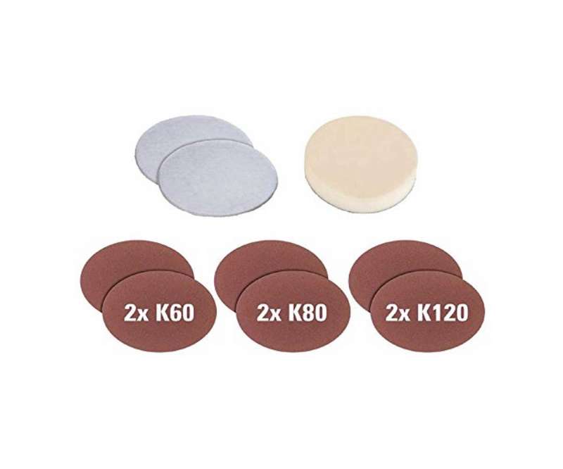 Set cuffie e dischi abrasivi per lucidatrice auto Einhell