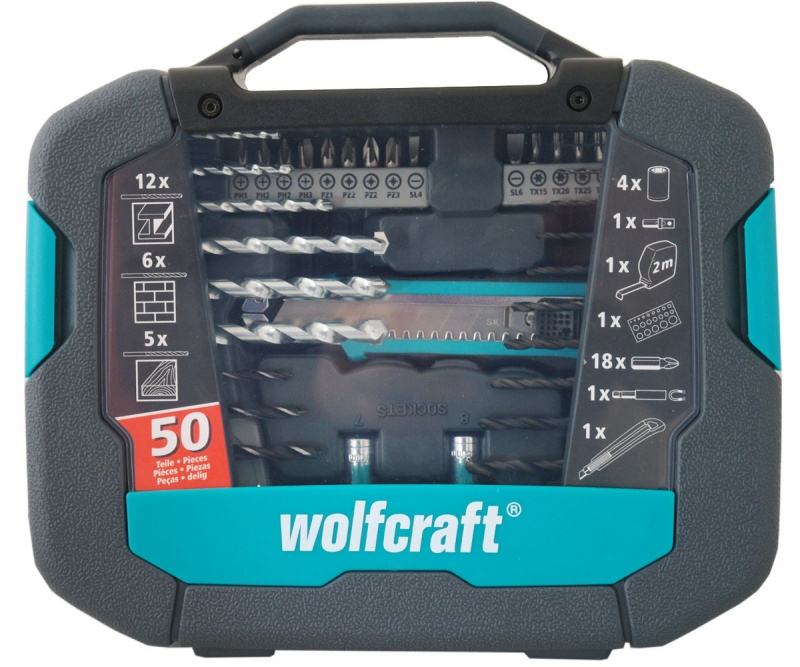 Set punte ed inserti 50 pz Wolfcraft 8602000