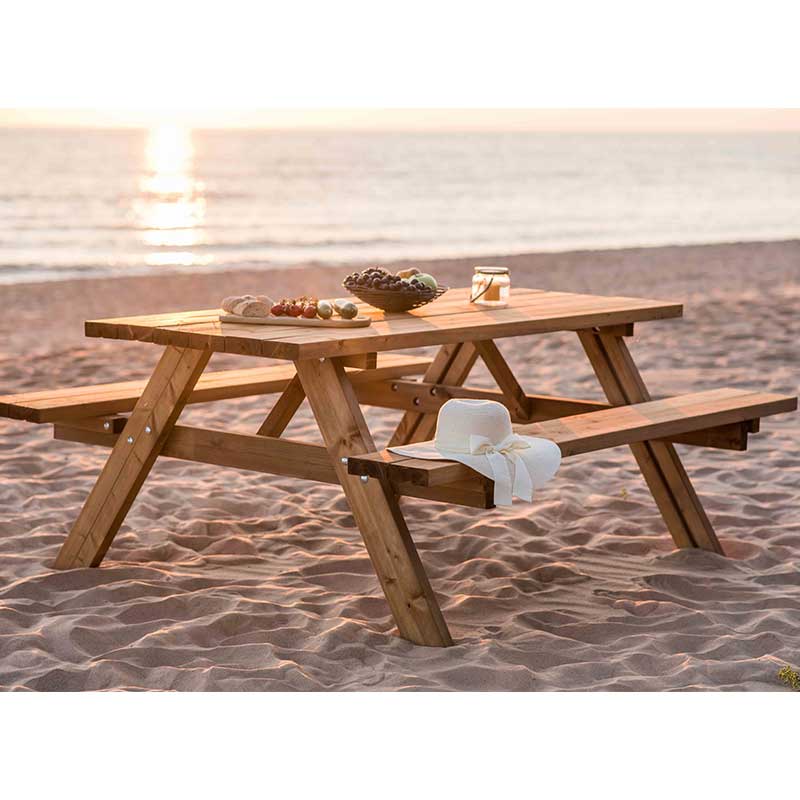 Tavolo Da Picnic In Legno Per Bambini - Gardenised, Macchiato, Per Esterno Giardino E Cortile, 78,7x88,9x50,8 Cm