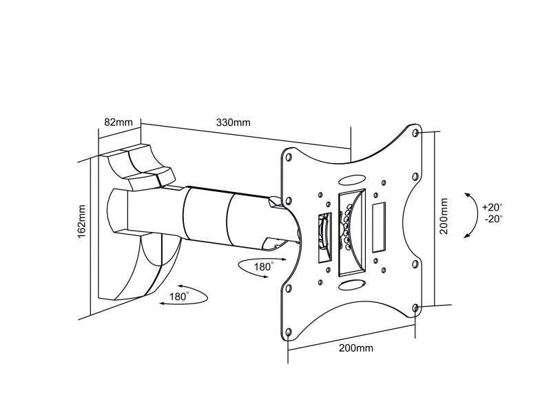 Supporto per tv snodo singolo Easyscope M 17 - 42 Pollici Goobay