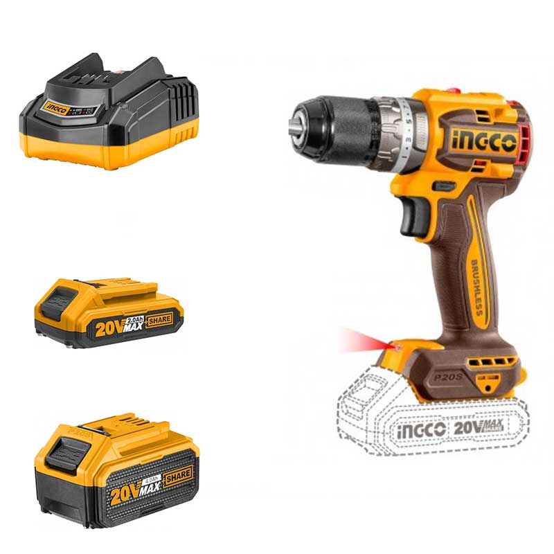 Trapano A Percussione Con Batterie Da 2 e 4 Ah Ingco CIDLI206021
