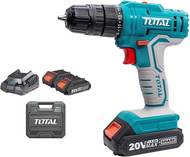 Trapano avvitatore 20V con doppia batteria 1.5Ah Total