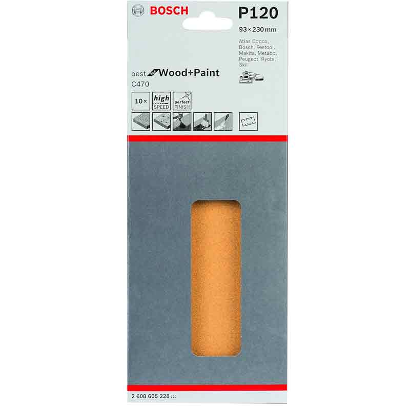 Bosch Foglia abrasivi 93x230 mm Grana 120 pz 10