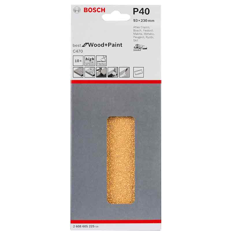 Bosch Foglia abrasivi 93x230 mm Grana 40 pz 10