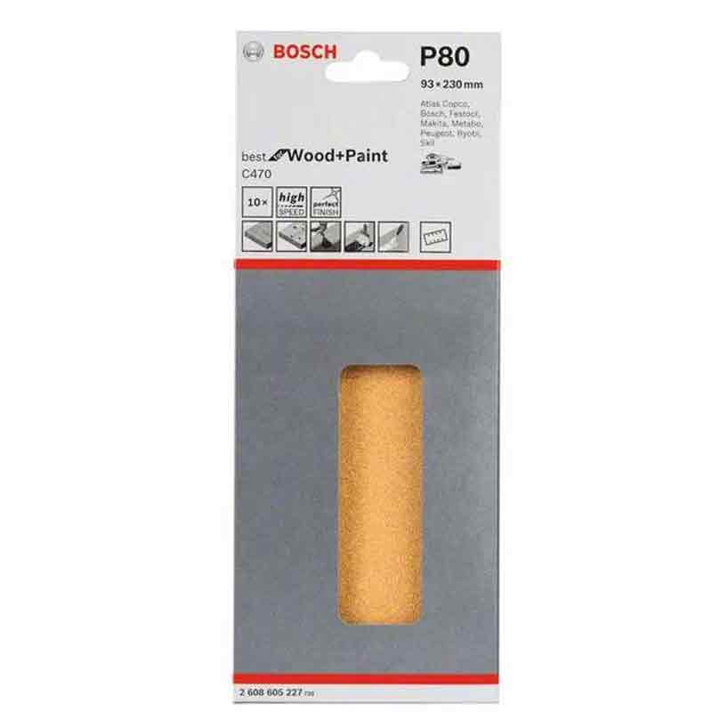 Bosch Foglia abrasivi 93x230 mm Grana 80 pz 10