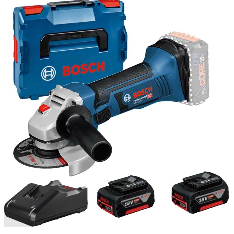Bosch GWS 18-125V- Li Smerigliatrice angolare a batteria 18V (2x4.0 Ah)