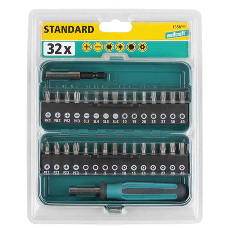 Cacciavite porta inserti con 30 inserti misti Wolfcraft 1388