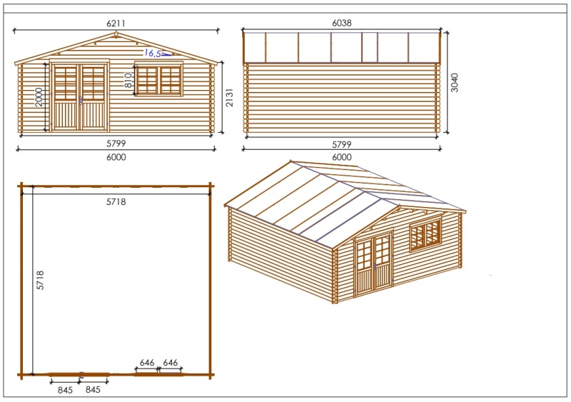 Casetta Da Giardino In Legno Stella 600x600 cm Losa Legnami