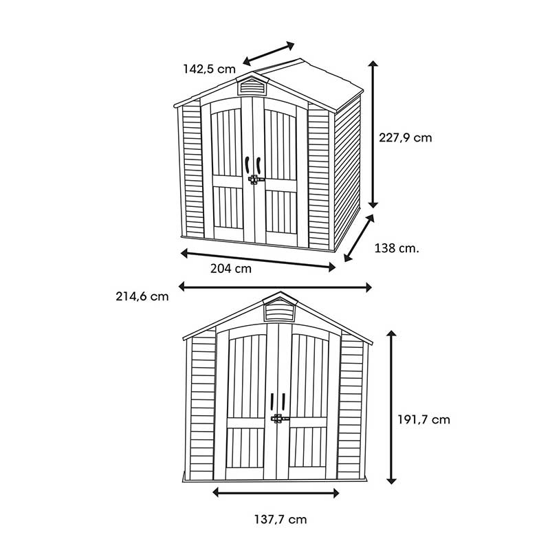 Casetta Da Giardino 200 x 140 cm in Resina Torino 1 Lifetime