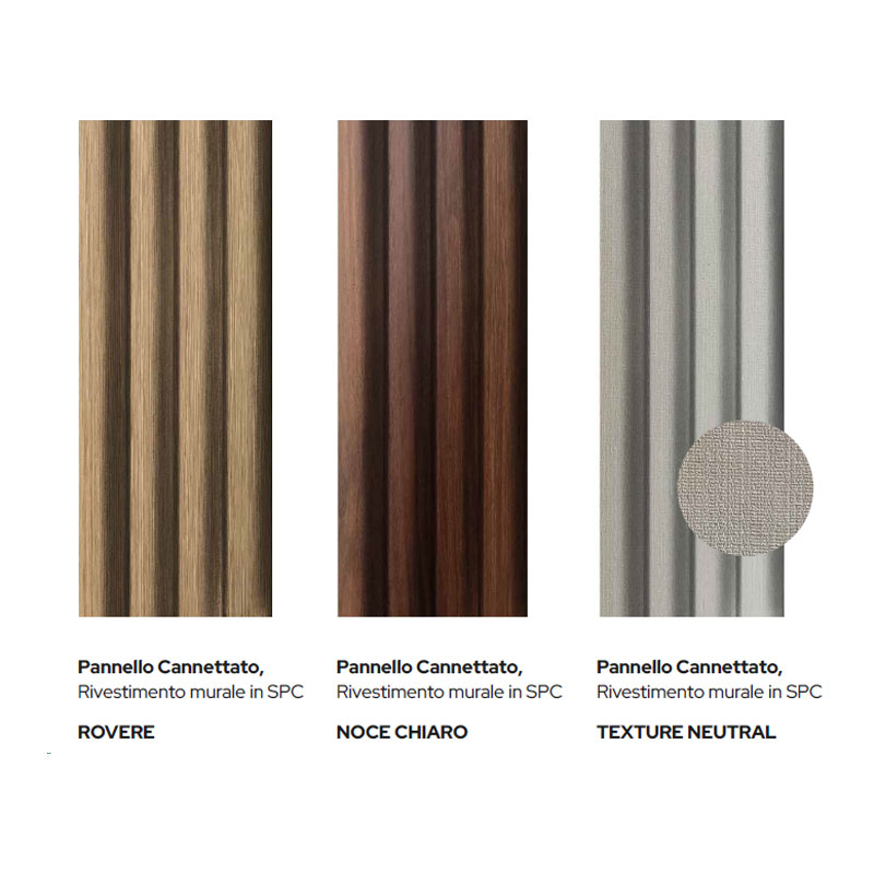 Pannelli decorativi per pareti in SPC cannettato effetto Legno e Texture 140 x h 280 cm	