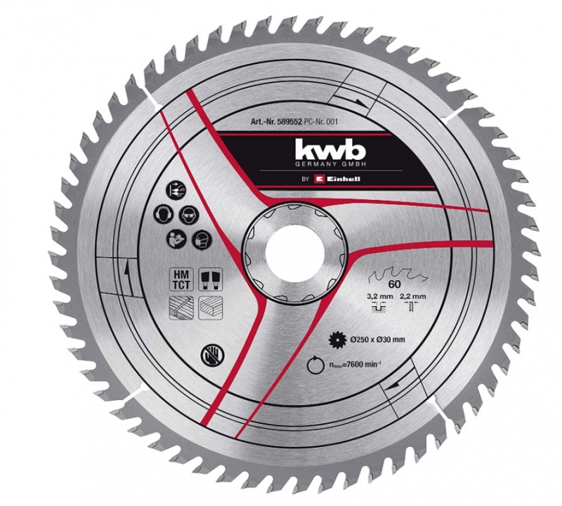 Disco da taglio da 250 X 30 x 3.2 mm per legno Kwb 589552