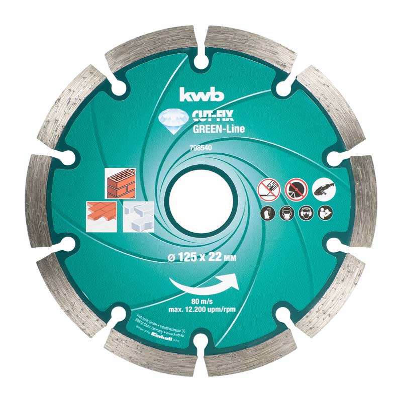 Disco da taglio diamantato 115 x 22 mm corona liscia Kwb