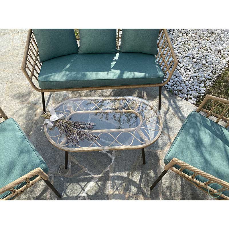 Salotto Da Giardino In Polyrattan e Ferro Cloe