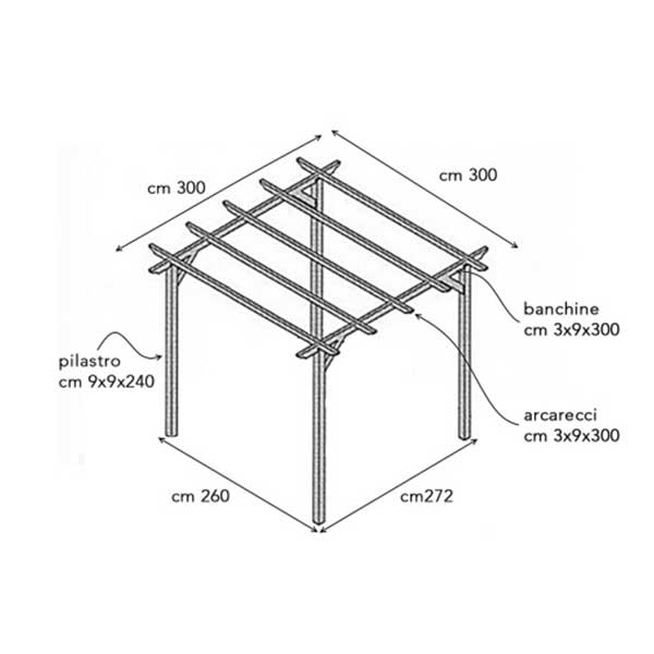 Gazebo Pergola Eco 300x300 Losa Legnami