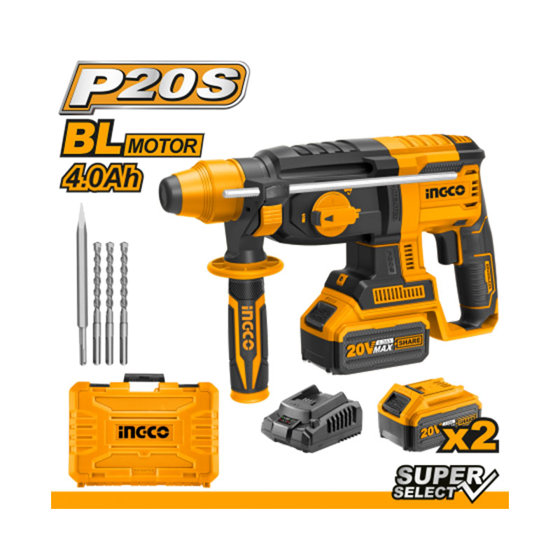 Tassellatore demolitore a batteria 20V (2X4.0 AH) Ingco CRHLI202287