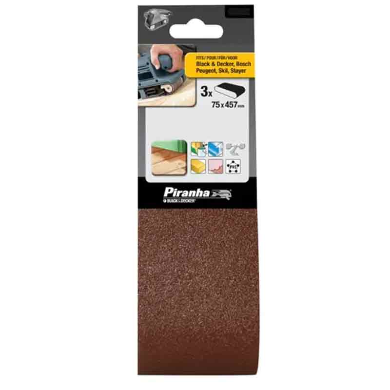 Nastri 75x457 mm Grana 100 per levigatrici a nastro Black and decker X33106