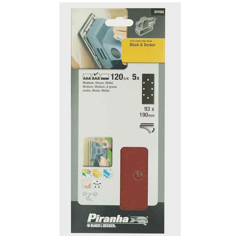 Nastri abrasivi 93x190 mm grana 120 per levigatrici orbitali Black and Decker