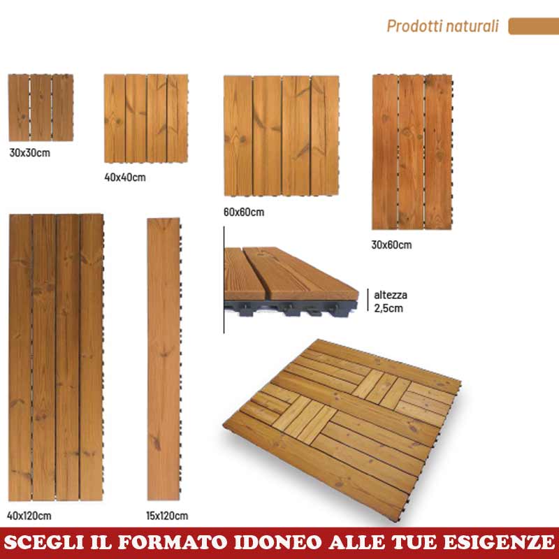 Piastrelle ad incastro in legno di pino scandinavo 25 mm (4mq)