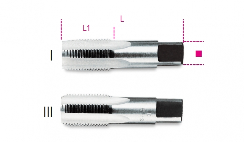 Serie di 2 maschi a mano Beta filettatura gas asg 1-8 Beta