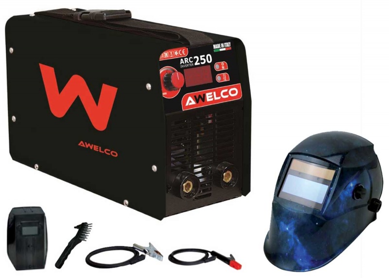 Saldatrice inverter a elettrodo Awelco ARC 250 200 Ampere con maschera auto oscurante in omaggio