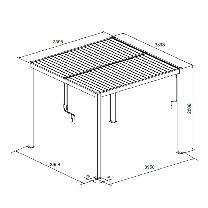 Pergola Bioclimatica Motorizzata 400x400 Cm (10x10cm) In Alluminio Bianca