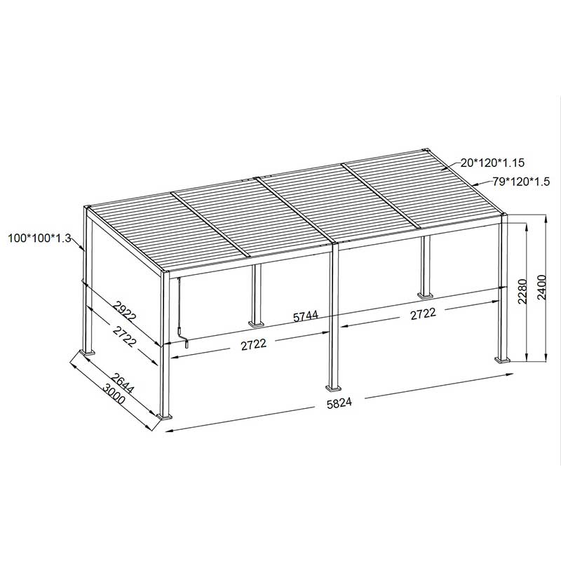 Pergola Bioclimatica 600x300 Cm In Alluminio Wendy