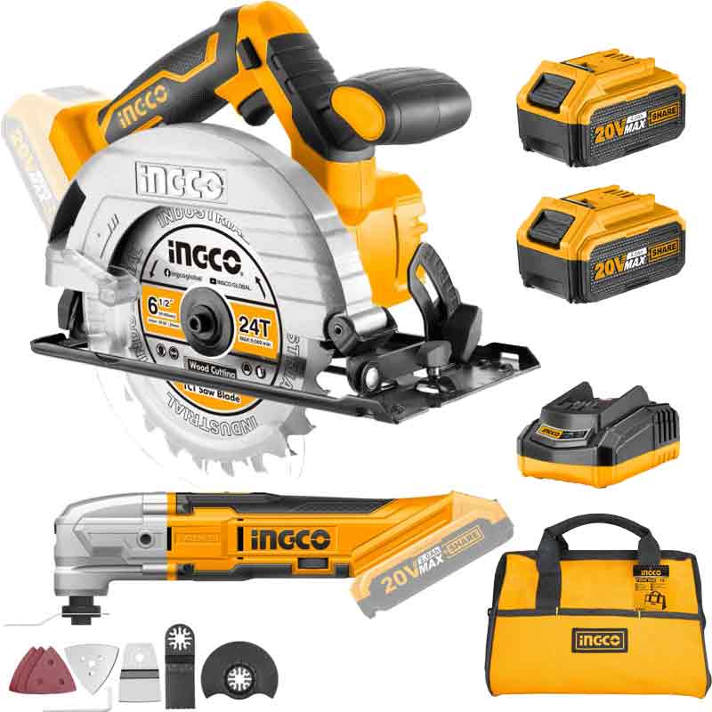Sega circolare e multifunzione a batteria (2x4.0Ah) Combo Cut Ingco 