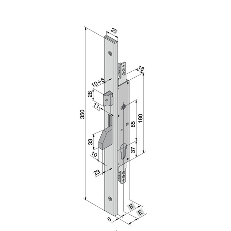 Serratura per porte in alluminio 30 mm Welka 16030100