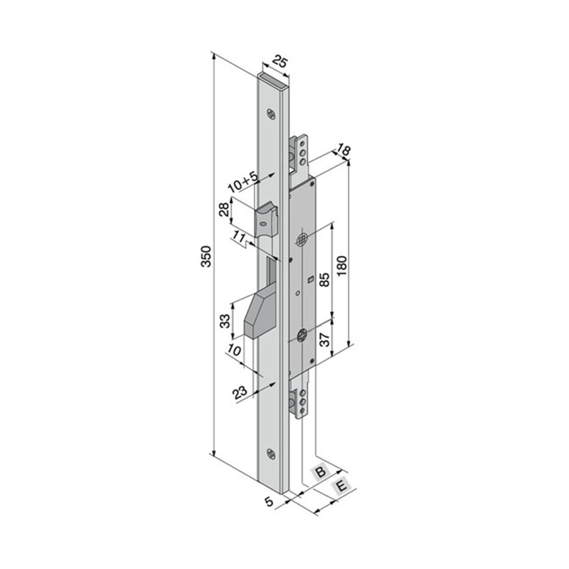 Serratura per porte in alluminio 30 mm con chiave a spillo Welka 26030100