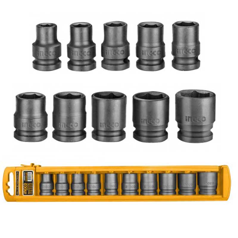 Set di 10 bussole ad impatto da 1/2 da 10 a 24 mm Ingco HKISSD12101