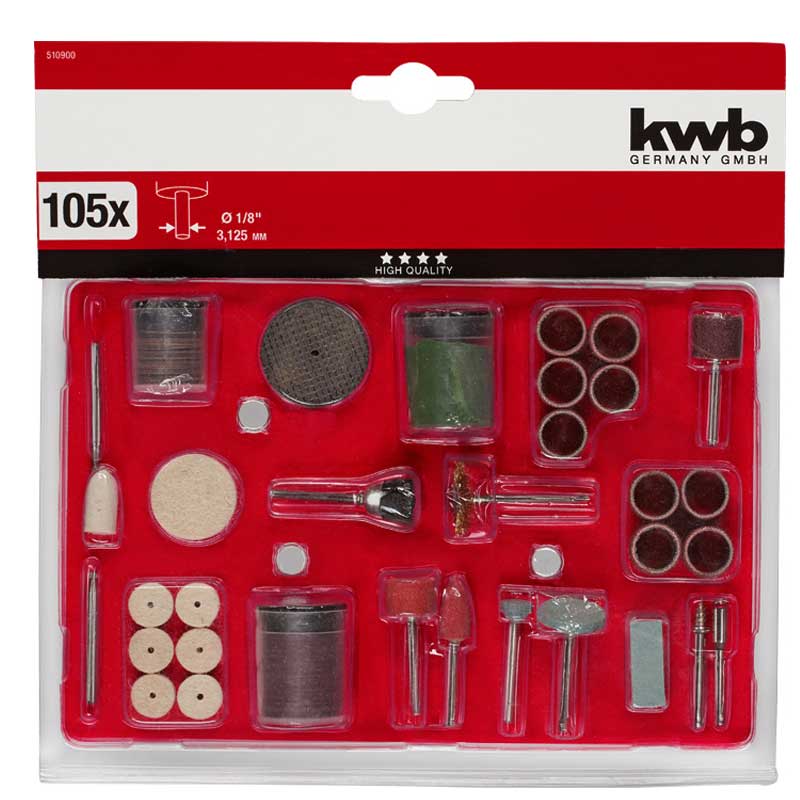 Set di accessori per minitrapano 105 pz Einhell Kwb