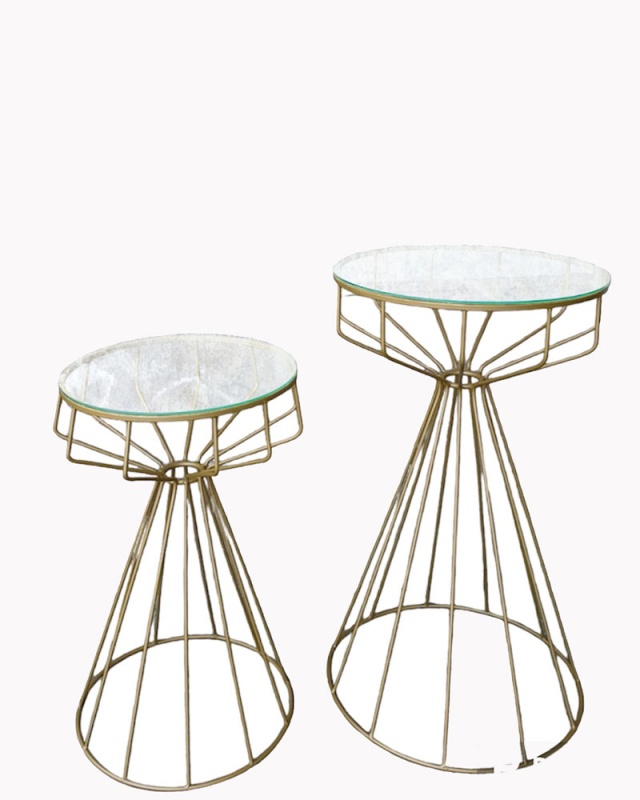 Tavolini in metallo per eventi set 2 pezzi Cone Made in Italy