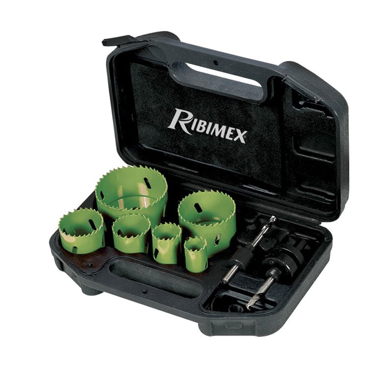 Fresa a tazza multimateriale in set da 6 pezzi con adattatore trapano Ribimex