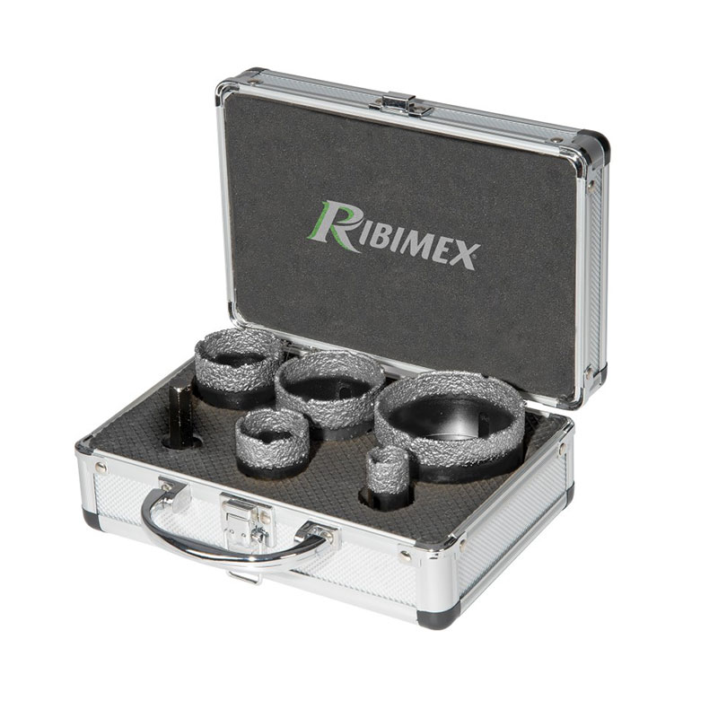 Fresa a tazza diamantata in set da 5 pezzi con adattatore per trapano Ribimex