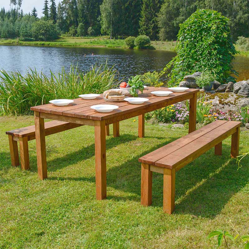 Set Tavolo e Panche In Legno Da Giardino Cesis Losa Legnami