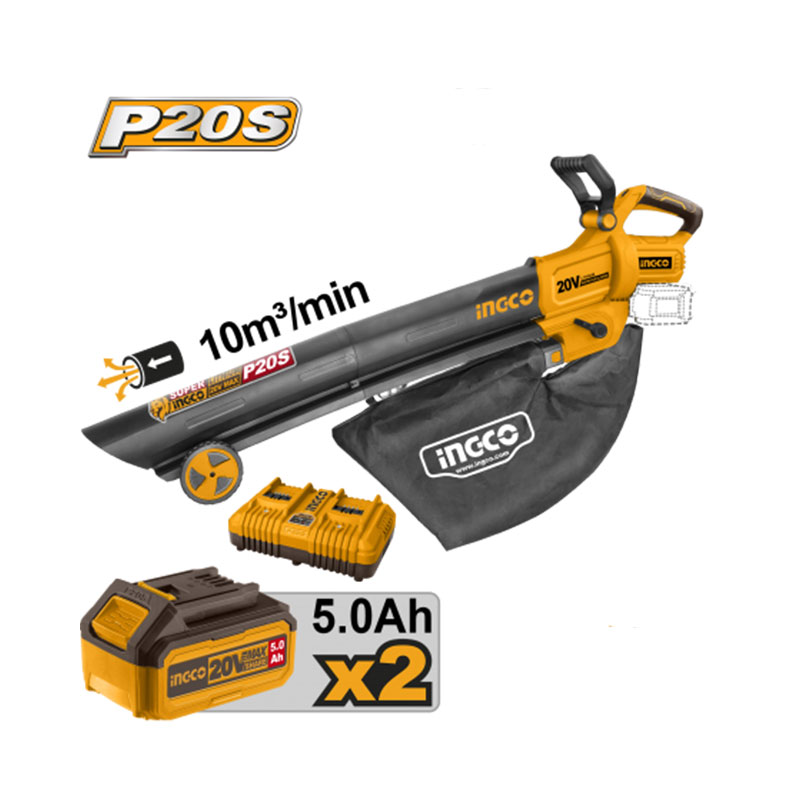Soffiatore A Batteria 40v con batterie da 5 Ah Ingco CABLI20035