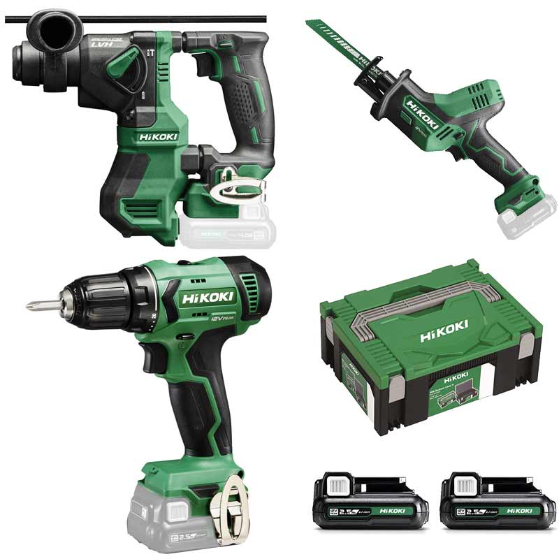 Tassellatore seghetto e trapano avvitatore set di utensili Hikoki KC12SKB