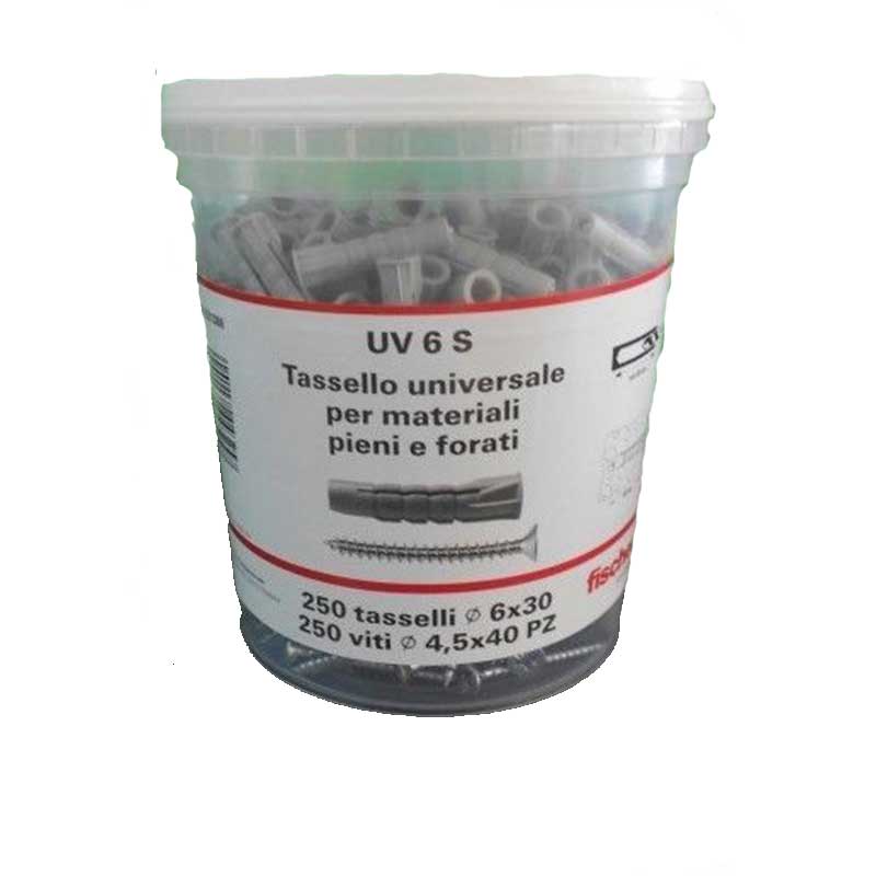 Tasselli Fischer In Nylon 6 x 30 mm Con Viti 250 Pz