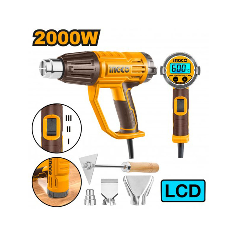 Pistola ad aria calda 2000w Display LCD Ingco HG200058