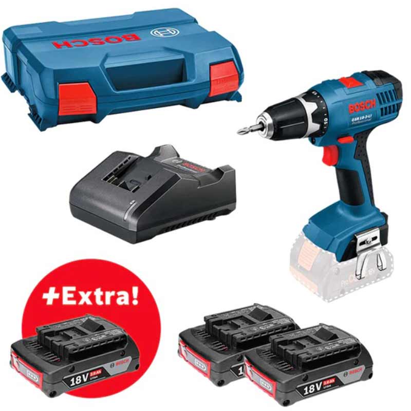 Trapano a batteria Bosch GSR 18-2 Li (3x2.0Ah)
