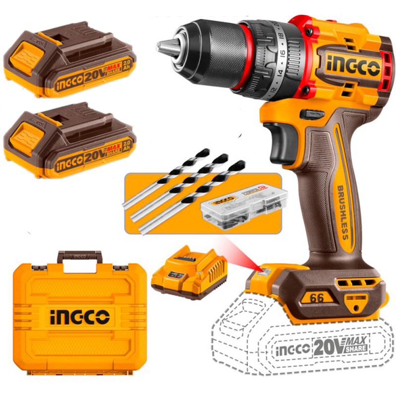 Trapano a batteria con percussione (2x2.0 ah) Ingco CIDLI20668E