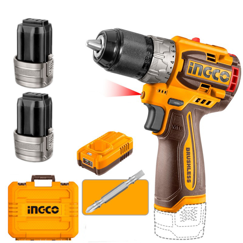 Trapano avvitatore a batteria 16V (2x2.0 ah) Ingco CDLI16682