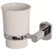 Portaspazzolino in cromo e ceramica con piastre in acciaio antirugine linea deluxe Feridras 091030-b