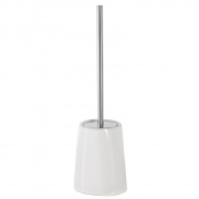 Portascopino in ceramica lucida e acciaio cromato bianco linea vienna Feridras 149018-b