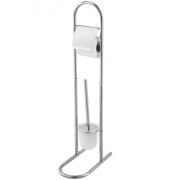 Piantana portarotolo e portascopino in acciaio cromato Feridras 151036