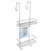 Mensola rettangolare 2 ripiani con gancio doccia trattamento antiruggine linea linda Feridras 160013-b