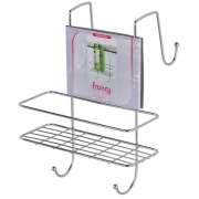Mensola rettangolare 1 ripiano con gancio doccia in acciaio cromato linea francy Feridras 160026-b