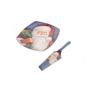 Piatto natalizio decorativo con paletta 30 cm