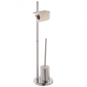 Piantana portascopino e portarotolo in acciaio cromato e bianco alto 78 cm Feridras 230001-b